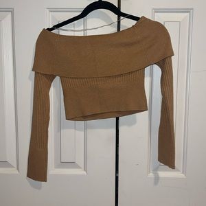 Tan off the should sweater never worn with tag